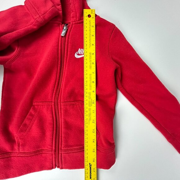 Nike Hooded Sweatshirt Size 4XS Little Boys Club Fleece Zip Front Red Jacket - Picture 7 of 10